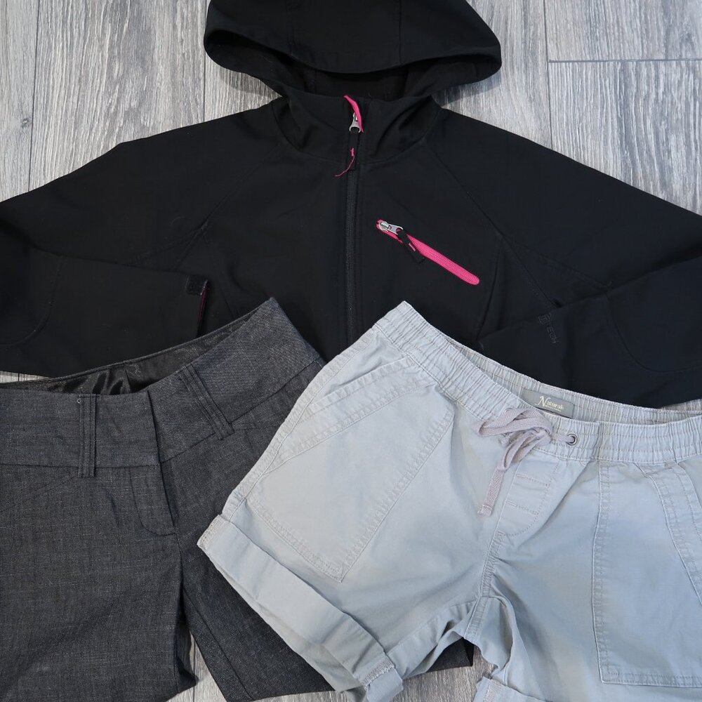 Jacket Capri Shorts Womens Bundle Lot Zip Up Pants Bottoms Casual Black Grey XS - Picture 3 of 9